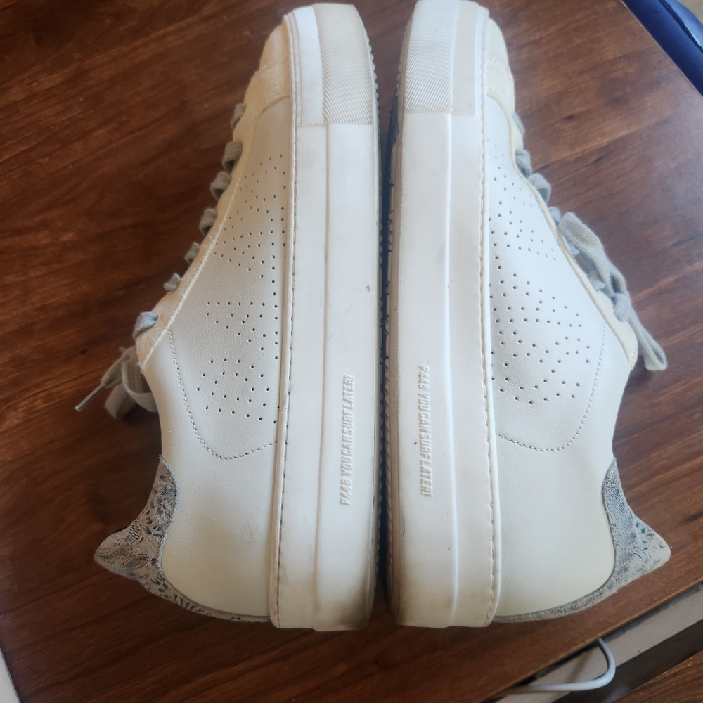 P448 Thea Platform Sneakers  White Suede Silver Size 40 Size 9 - Picture 9 of 10